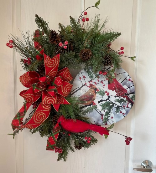 Cardinal Christmas wreath