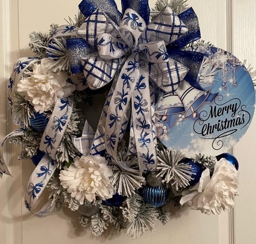 Blue and silver Christmas wreath